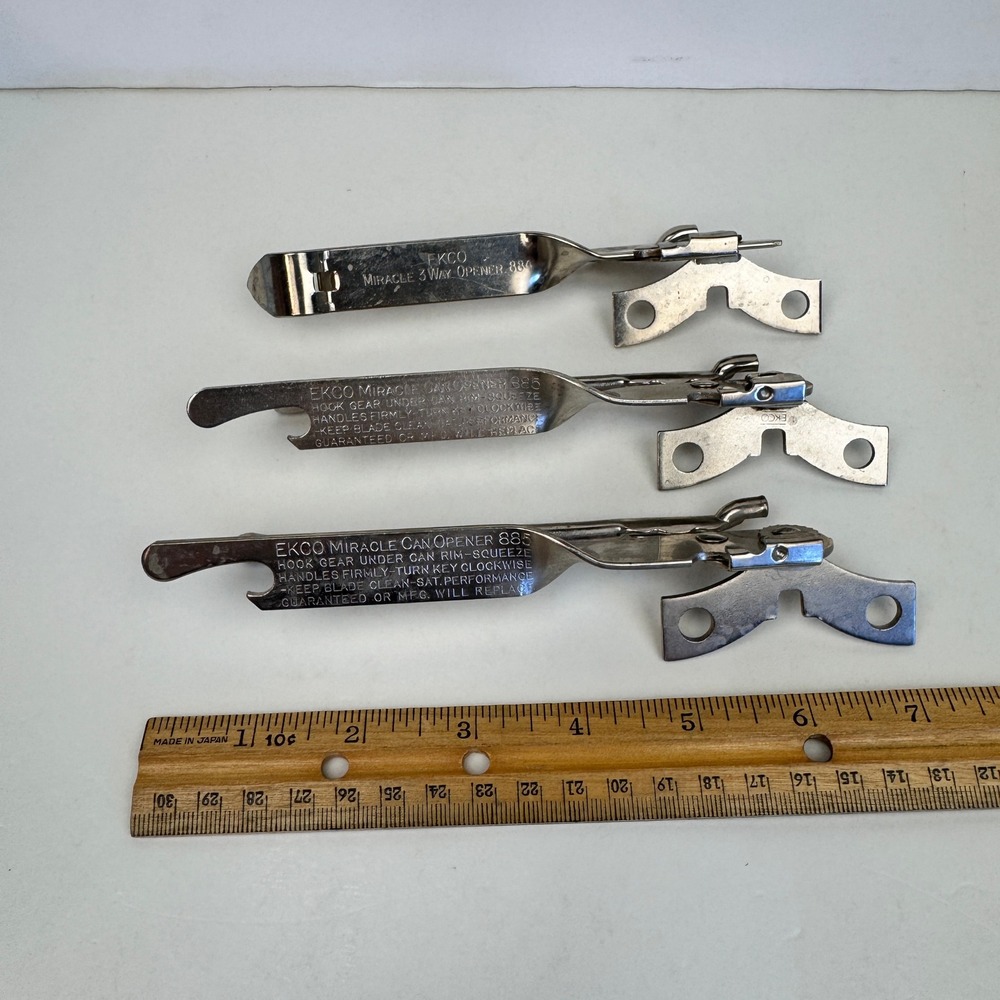 Vtg Retro Lot of 3 Metal Ekco Miracle Can Opener Bottle Opener Camp No 884/885